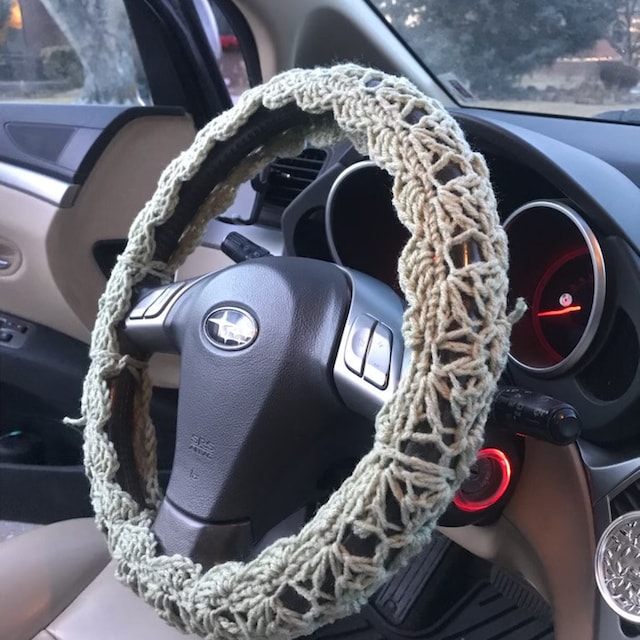 Steering Wheel Cover fot Women green Crochet Steer Wheel Cov - Inspire  Uplift