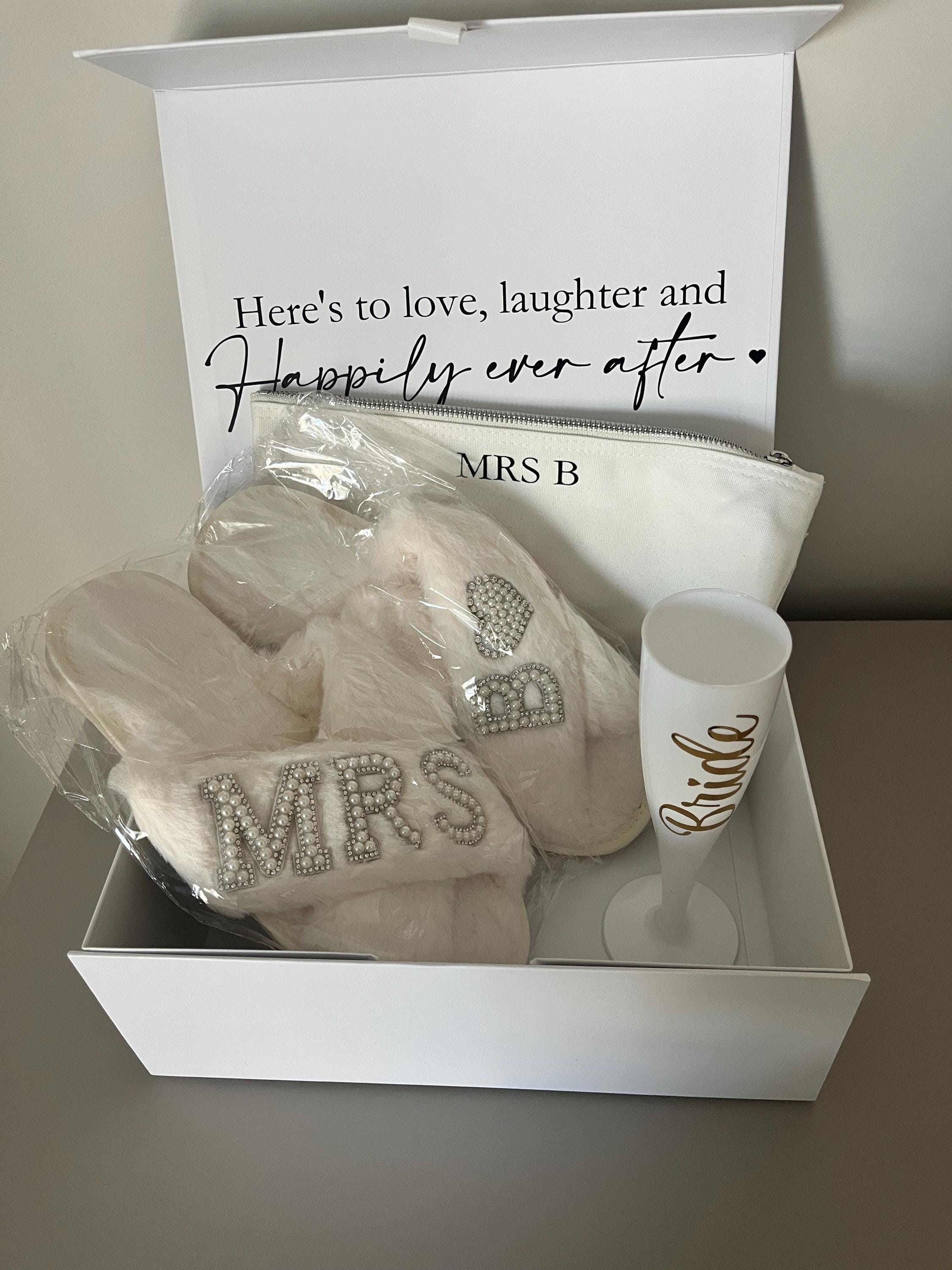 Bridal Mrs Wedding slippers, Custom Mrs Fluffy Slippers with pearls letters, Bridal Shower Gifts, Gifts For Her, Bridal Slippers, Slippers