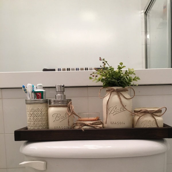 Rustic Bathroom Decor, Farmhouse Bathroom Decor, Mason Jar Bathroom Set ...