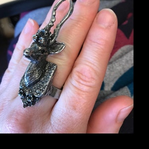 Argent Sterling 925 Jackalope lapin avec antilope cornes charme