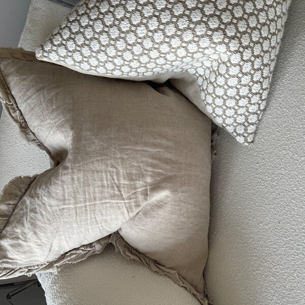 Hallie Natural Beige Ruffle Cushion - 3 Sizes - Etsy UK