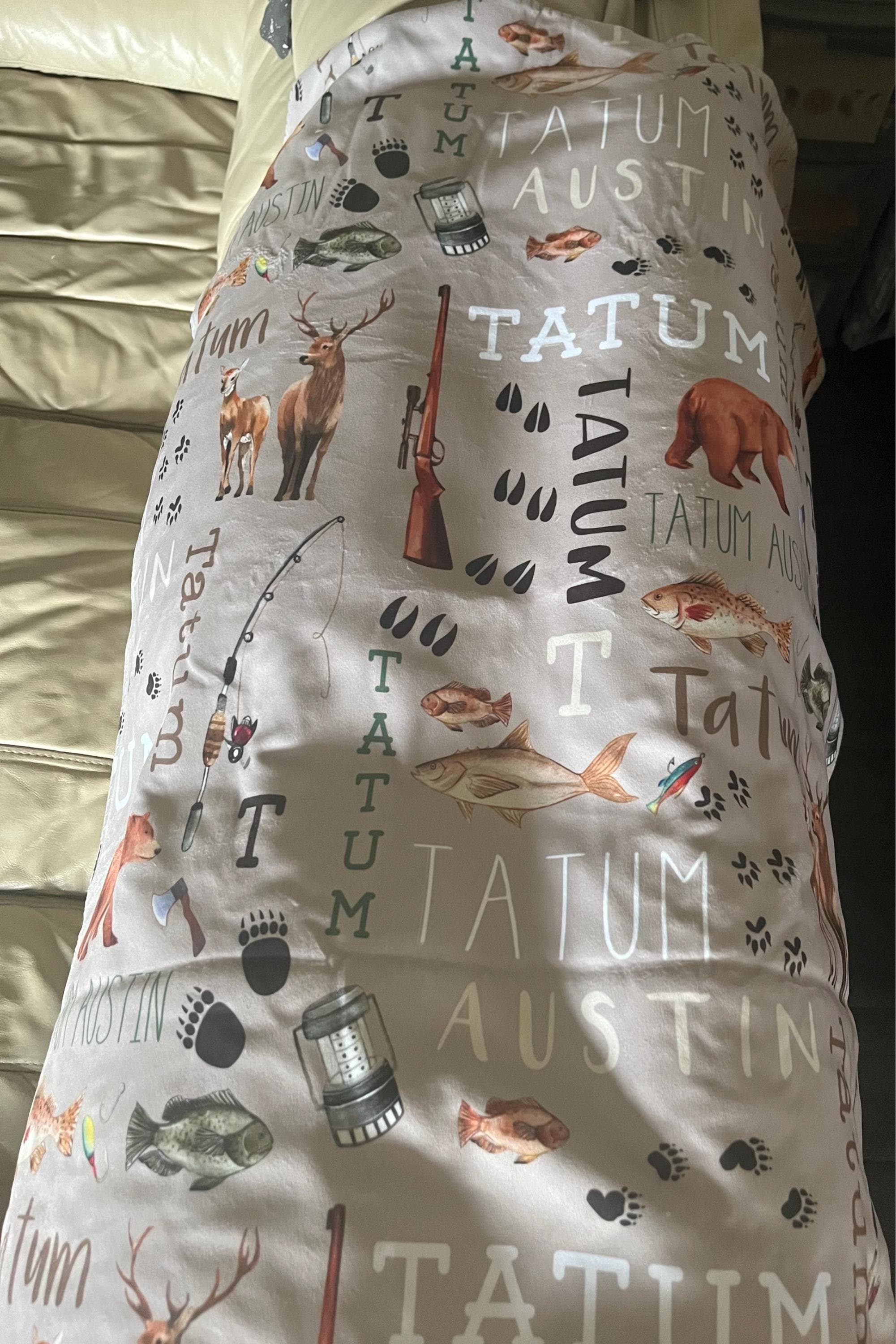 Personalized Hunting Fishing Blanket - Custom Hunting Baby Blanket- Hunting Baby Blanket - Personalized Name Blanket - Outdoors Bear Deer