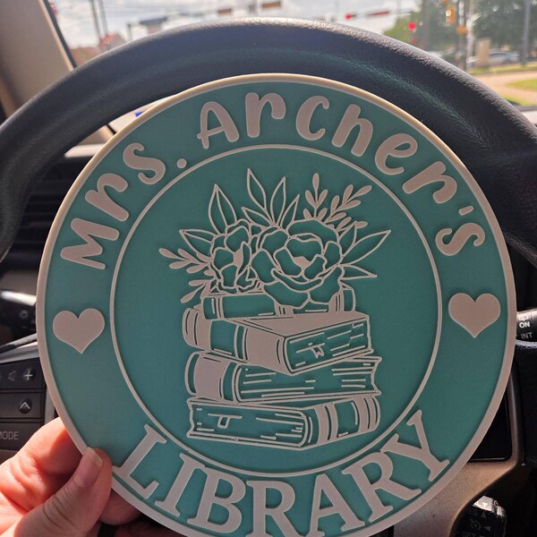 Personalized Library Sign Custom Book Decor Color 3D Printed Bookish ...