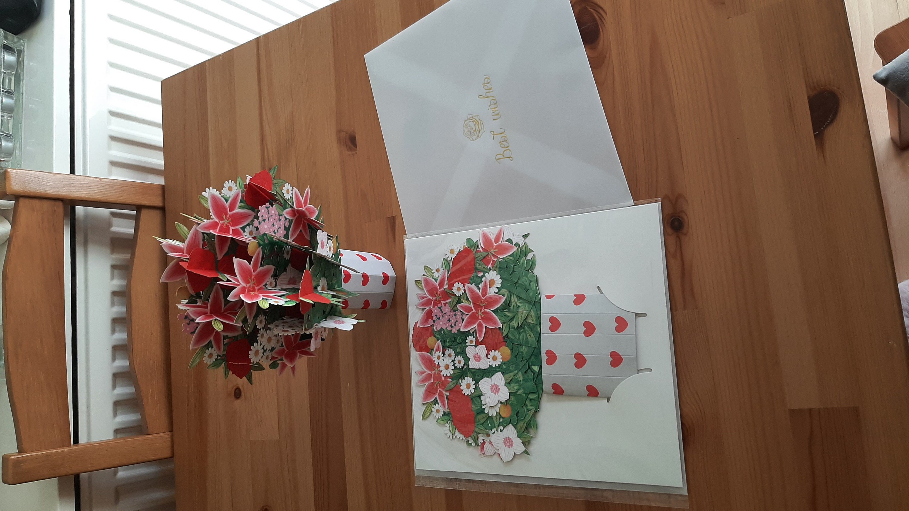 Cherry Bouquet - Pop Up 3D Card Father&#39;s Mother’s Day Birthday Valentines Wedding Anniversary Thank You Keepsake Blossoms will Last All Year