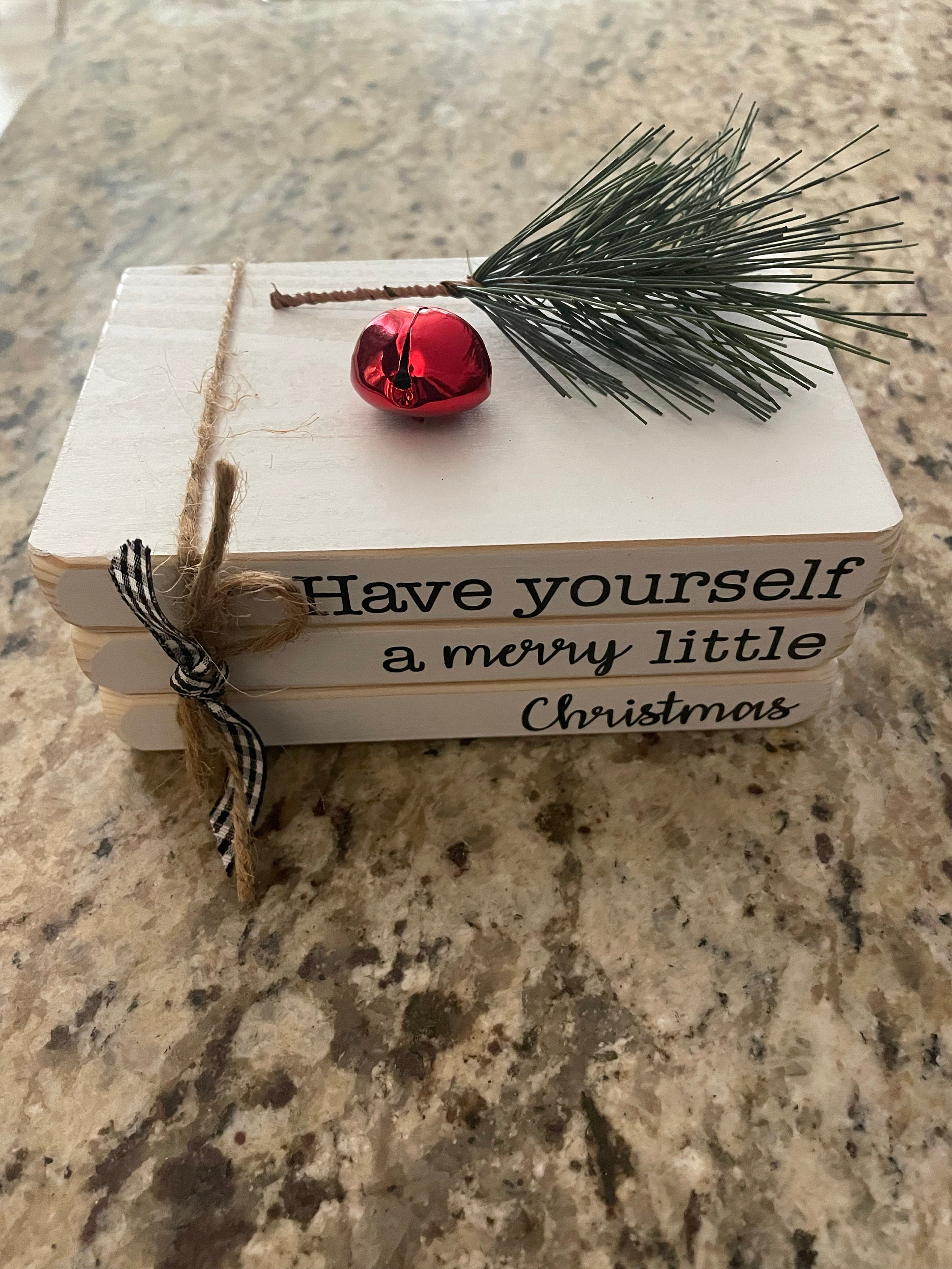 Christmas book bundle, mini book stack, Christmas decor, farmhouse, faux books, set of 3, rustic, teacher gift, housewarming, wooden books