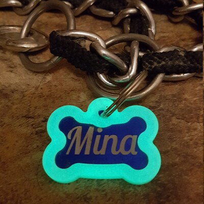 Bone Shaped Pet ID Dog Tag Silencer Glows in The Dark