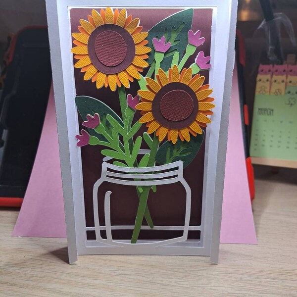 Sunflower Bouquet Pop up Card SVG: 3D Papercut Template (digital ...