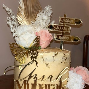 Face Topper Umrah Mubarak En Acrylique Or