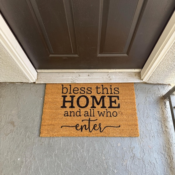 Ivy Door Mat Rectangular Floral Text Print With Inspirational Quote Welcome Home Mat