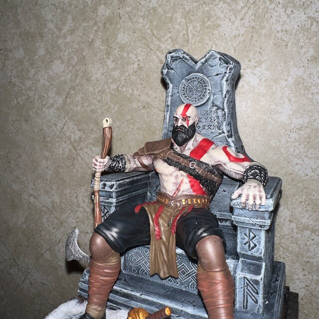 Kratos Figure Statue God of War, Real Game Coloring, Kratos