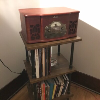 Threaded Rod Stand, Vinyl Record Stand, Shelving Cabinet, Industrial ...