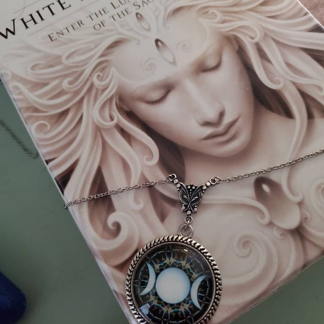 Sterling Silver Seated Moon Goddess Pendant Wiccan Pagan Jewelry