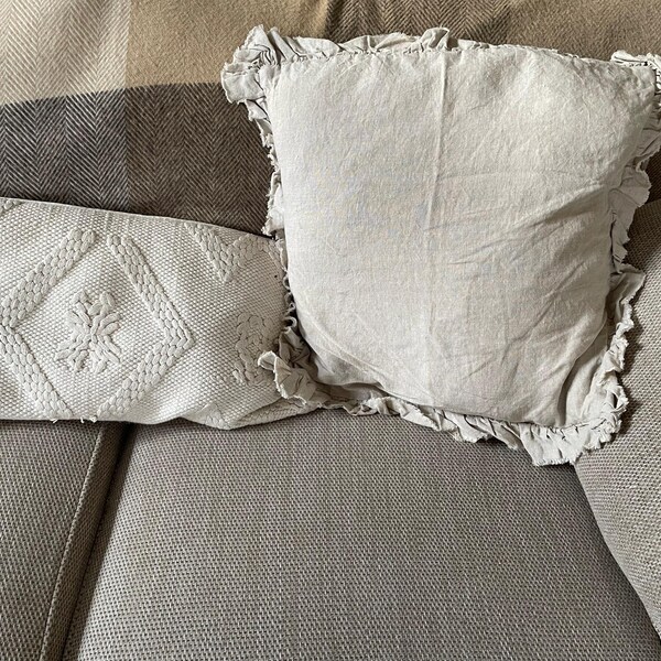 Hallie Natural Beige Ruffle Cushion - 3 Sizes - Etsy UK