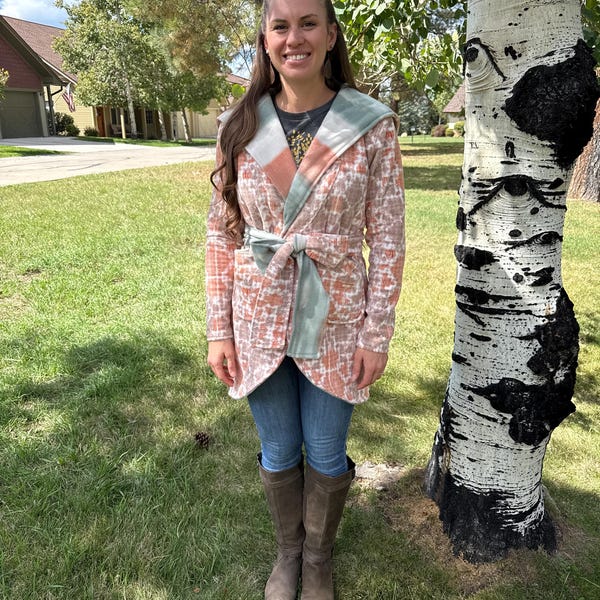 Oversized Hood Wrap Jacket Sewing Pattern: Knit Cardigan (PDF Pattern ...