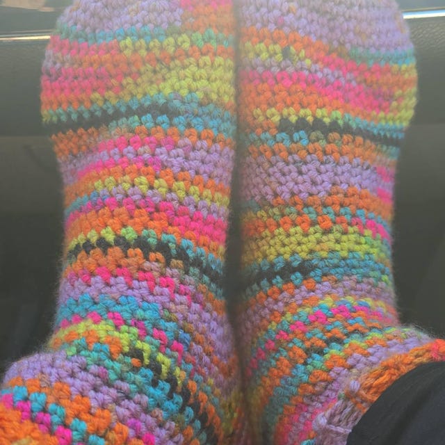 A customer's finished Beginner Felici Socks Crochet Pattern