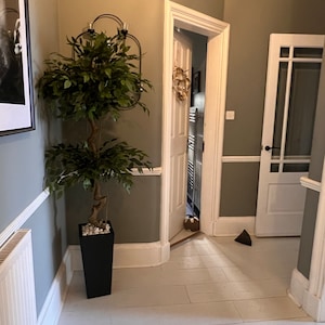 Leaf Artificial Mango Plant Tree Gold Metal Planter 120cm 4ft Tall Natural Wood Botanik Green One Size