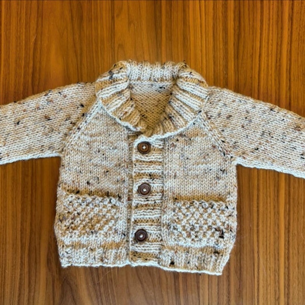 Shawl Collar Cardigan Knitting Pattern for Baby and Child, Top Down ...