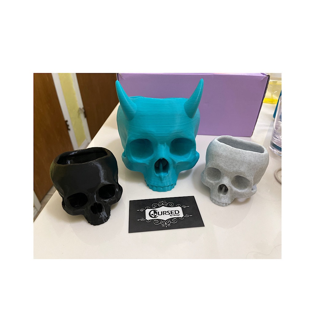 Skull Succulent Planter • Gothic Home Garden Decor • 3D Printed
