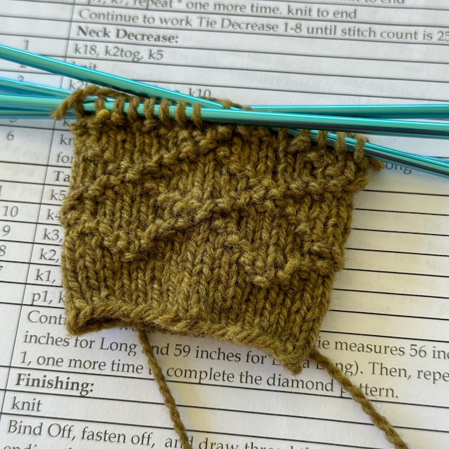 A customer's finished Bradford Men's Tie Knitting Pattern
