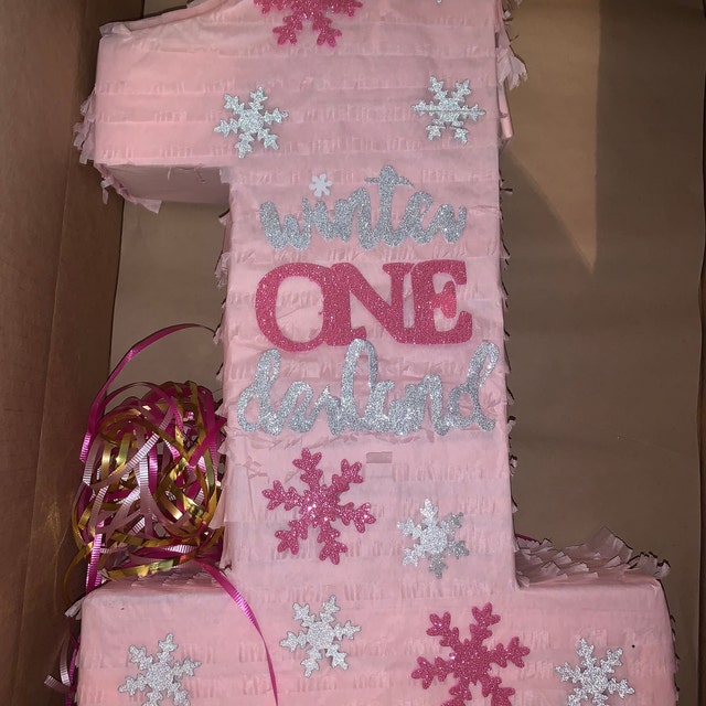 Winter Number One Pinata With Snowflakes Winter Themed Birthday 