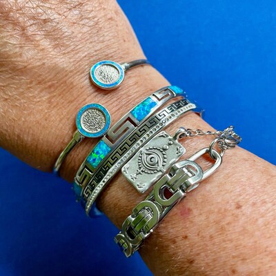 Chunky Chain Link Bracelet, Gold Stainless Steel Bracelet,greek Coin