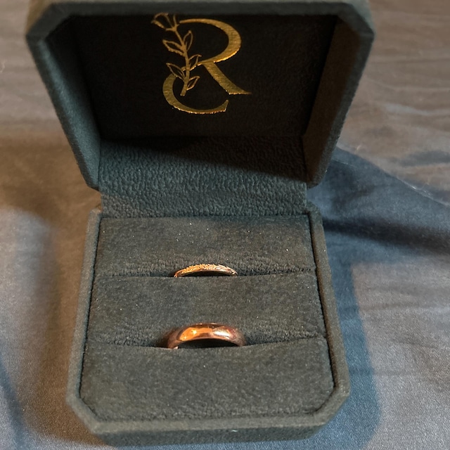 D-shape 2pcs Couple Rings Set Leaf Branch Mens Wedding Band Leaf