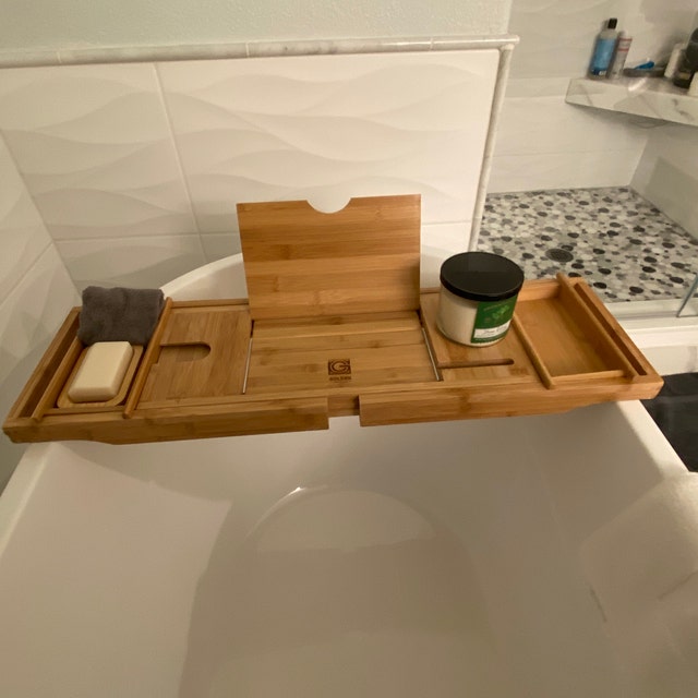 interDesign Natural Wood Bathtub Caddy 27.56-in x 1.57-in in the Bathtub &  Shower Caddies department at