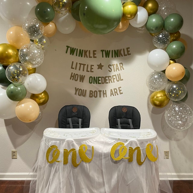 Twins First Birthday Banner in Custom Colors | Twinkle Twinkle Little Star How Onederful You Both Are Banner | First Birthday Party Banner - Canada