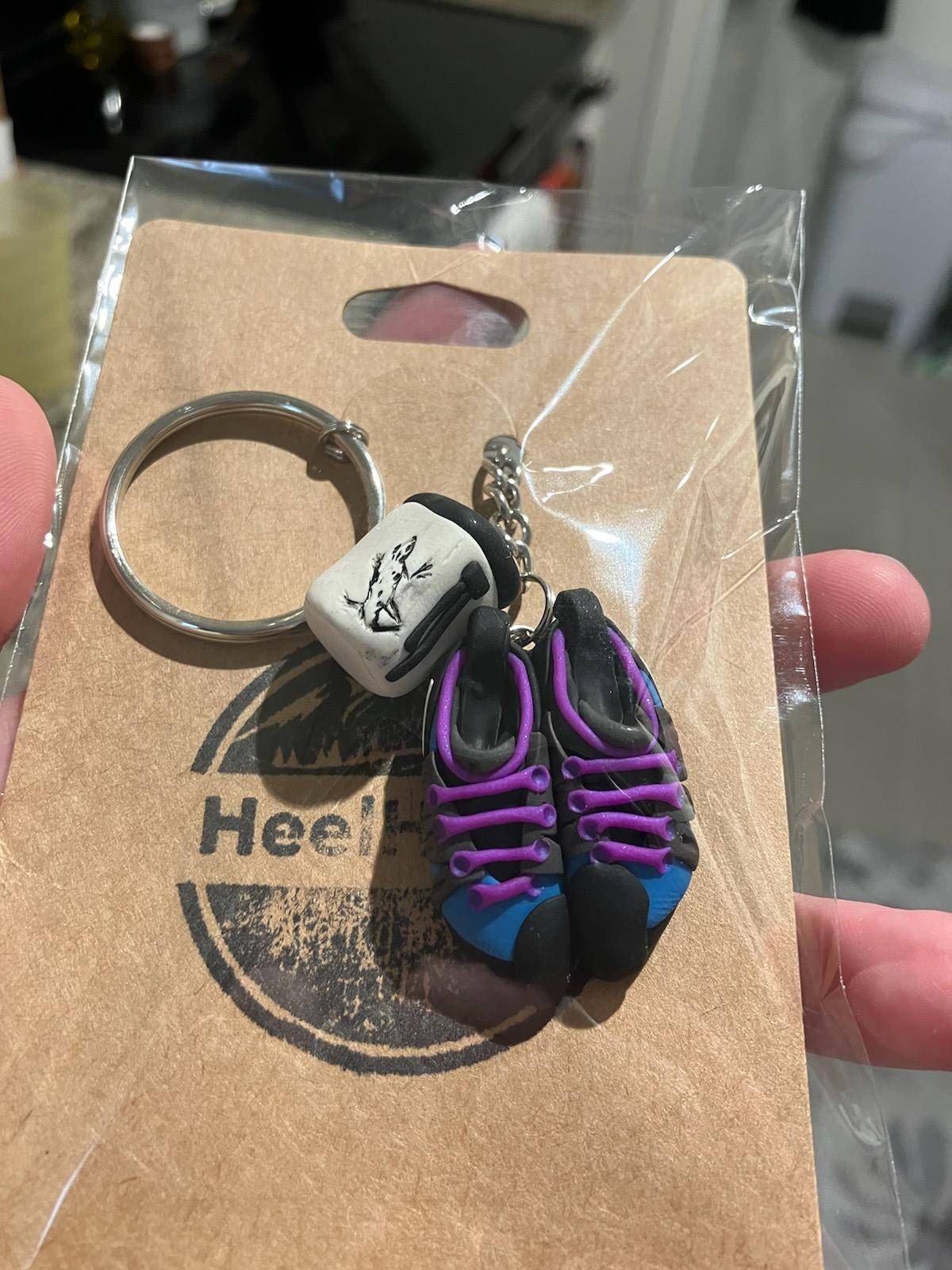 Rock Climbing Keychain Personalized Gift for Climbers Custom Climbing Shoes and Chalk Bag