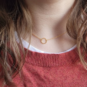 Day Collar Necklace for Her, S925 Sterling Silver Ring, Gold and Rose Gold, O Rings Choker Necklace, Discreet Sub Choker Collar Necklace,