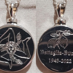 Collier urne circulaire en frêne : bijoux de crémation en argent ...
