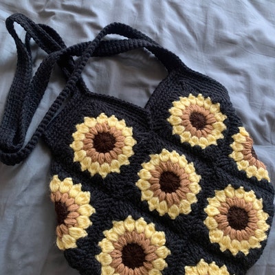Crochet Granny Square Sunflower Bag - Etsy