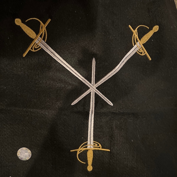 Sword Embroidary 3 Crossed Swords Embroidery Master of Defense MOD SCA 11 Inches ...