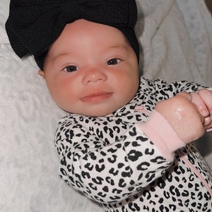 JET BLACK Stand-up Headwraps, Permanently Sewn & Pull-proof, Big Bow ...