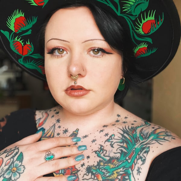 Vegan Felt Wide Brim Hat - Lunar Moths main image 1