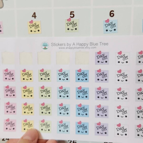 Happy Day off Reminder Tracker Cute Kawaii Planner Stickers for Erin ...