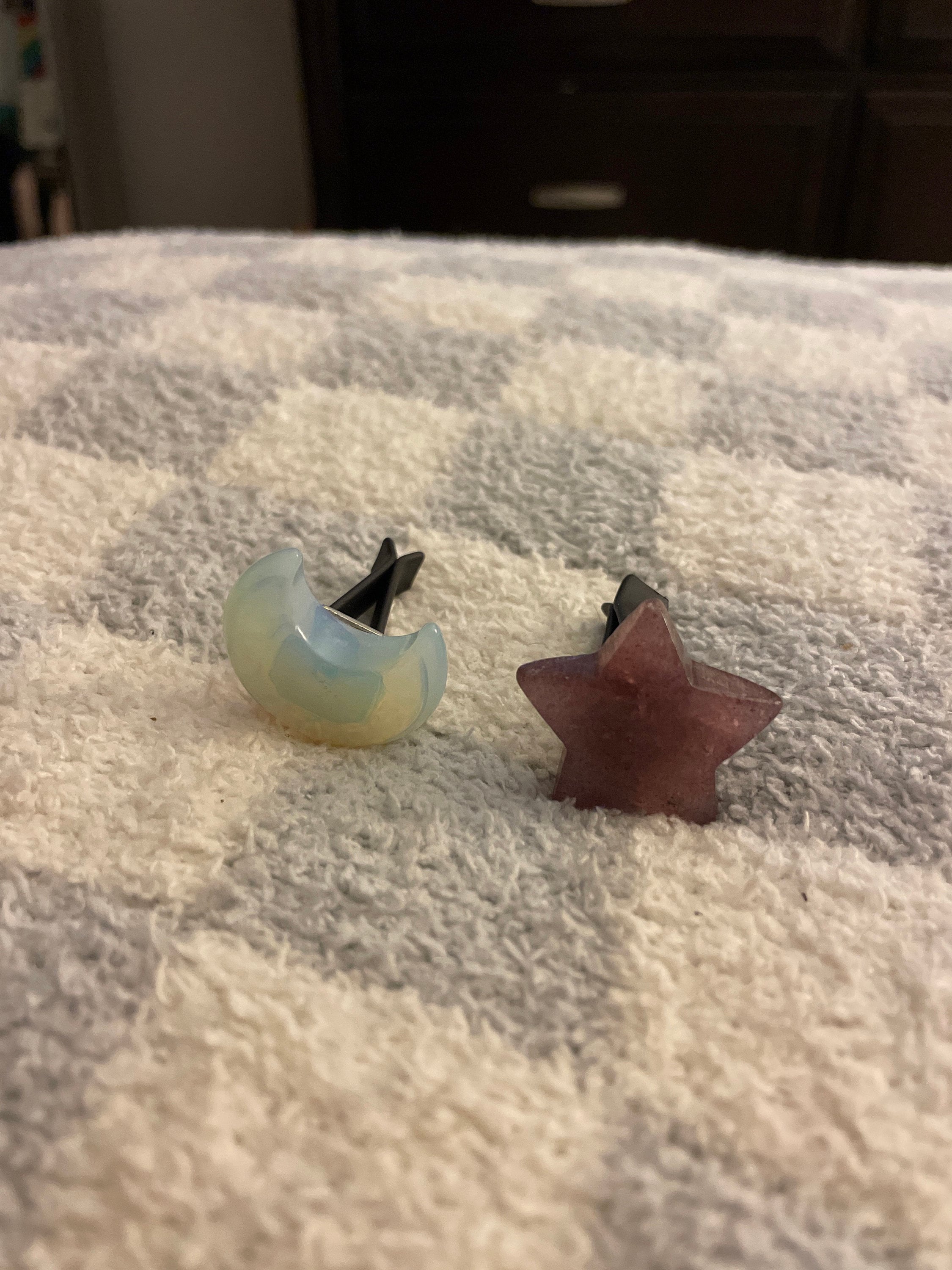 (Set of 2pcs)Crystal Car Vent Clips Crystal Star Moon Car Outlet Decoration, Natural Quartz Car Parts, Car Crystal, Car Gifts