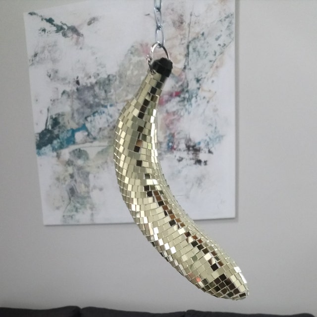 VOSAREA Disco Ball Banana Decor Reflective Fruit Banana Hanging