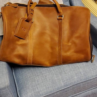 Fathers Day Gift for Dad, Leather Duffle Bag, Large Travel Bag, Mens ...