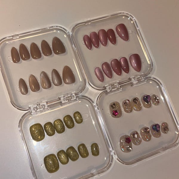 Glazed donut press on nails chrome nails stick on nails handmade clearance