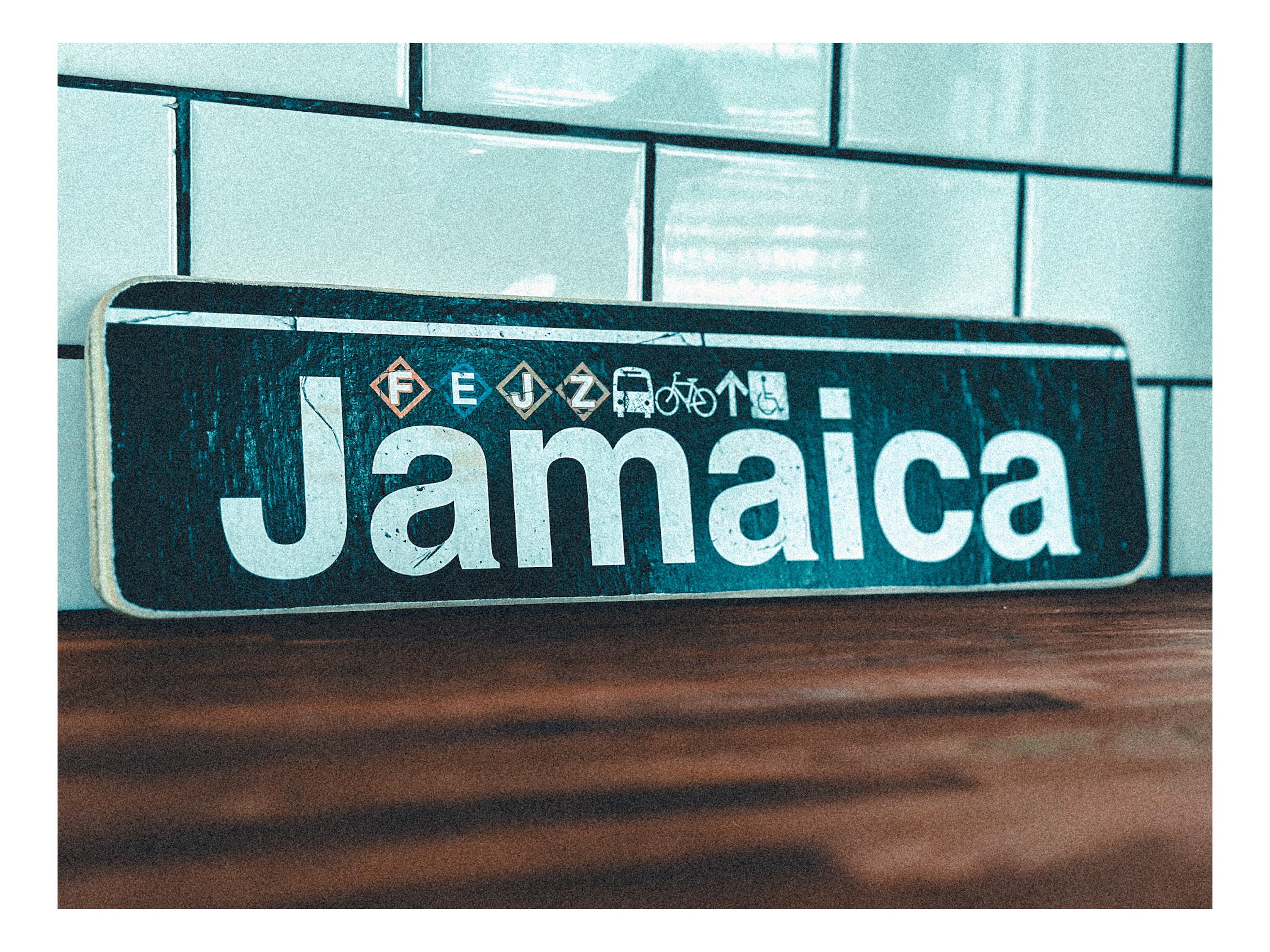 Handcrafted Jamaica Queens Subway Sign: NYC Wood Art