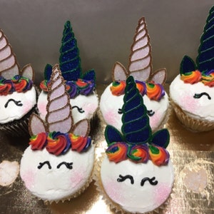 unicorn horn ears cupcake toppers glitter set of 12 etsy