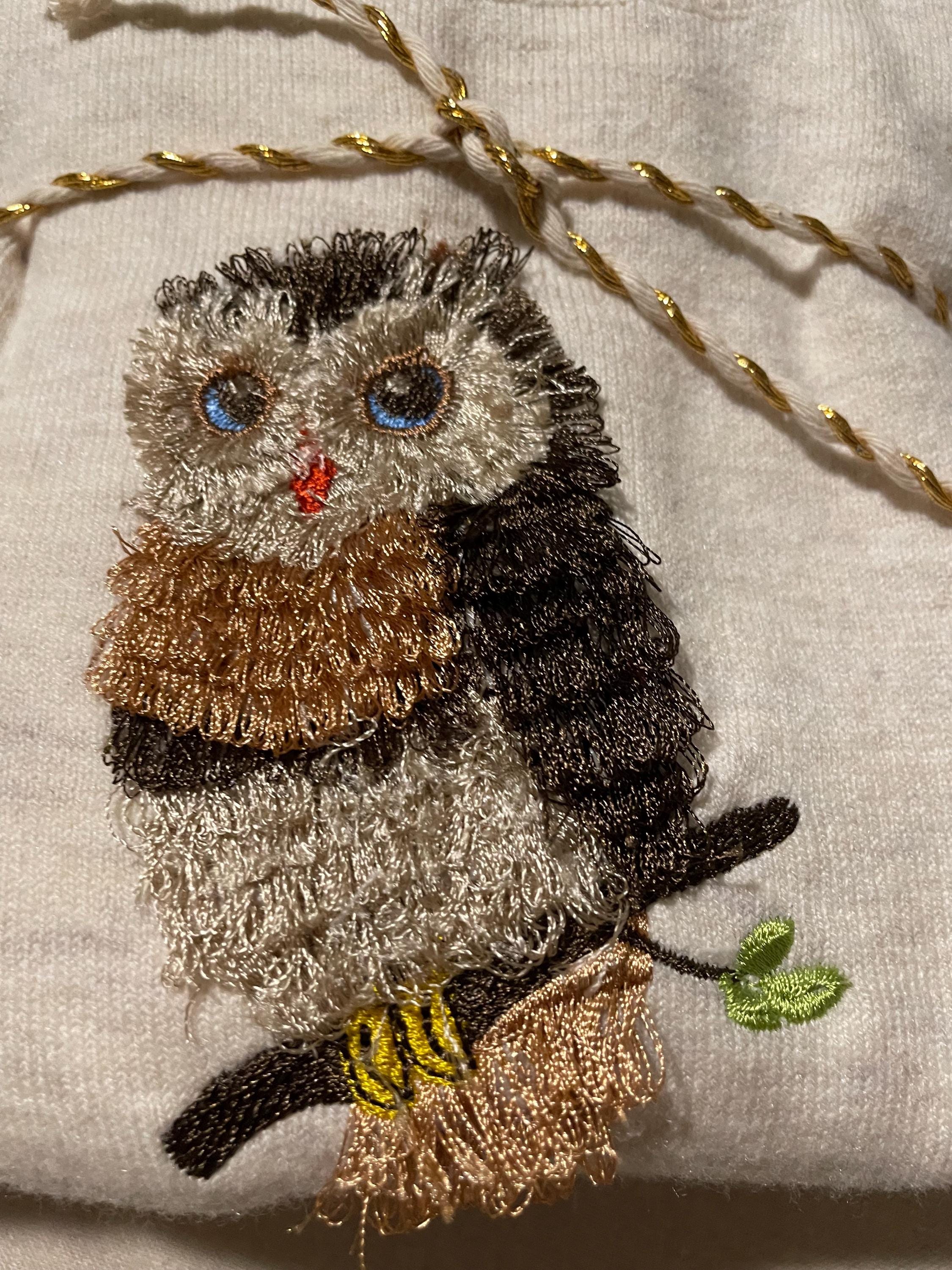 Customer project using Fringed Cute Fluffy Owl embroidery design
