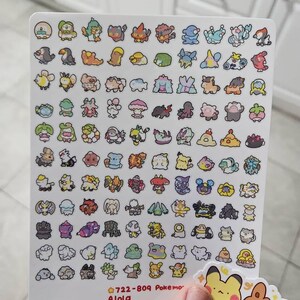 Poké Gen 7 722-809 Vinyl Sticker Sheet | 107 Mini Stickers