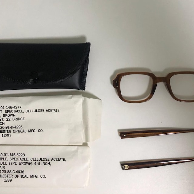 Vintage BCG Military Surplus Eyeglass Frames – Retro Square Brown Plastic, 48-24 Size 10 thumbnail image