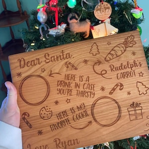 Personalized Dear Santa Tray | Custom Engraved Milk & Cookies Tray – Maple Wood | Keepsake Christmas Gift