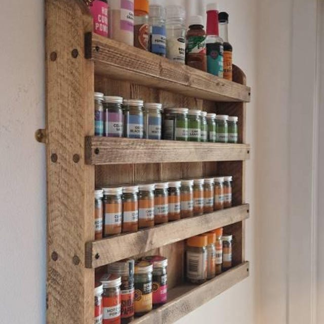 Diy Spice Organizer Pine Spice Rack Wall Mount Rustic Wooden Spice