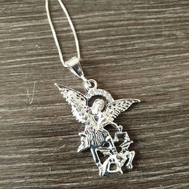 Collier Saint Michel Archange En Argent Sterling 925 - Médaille 0,51 Pouce - Neuf Italie