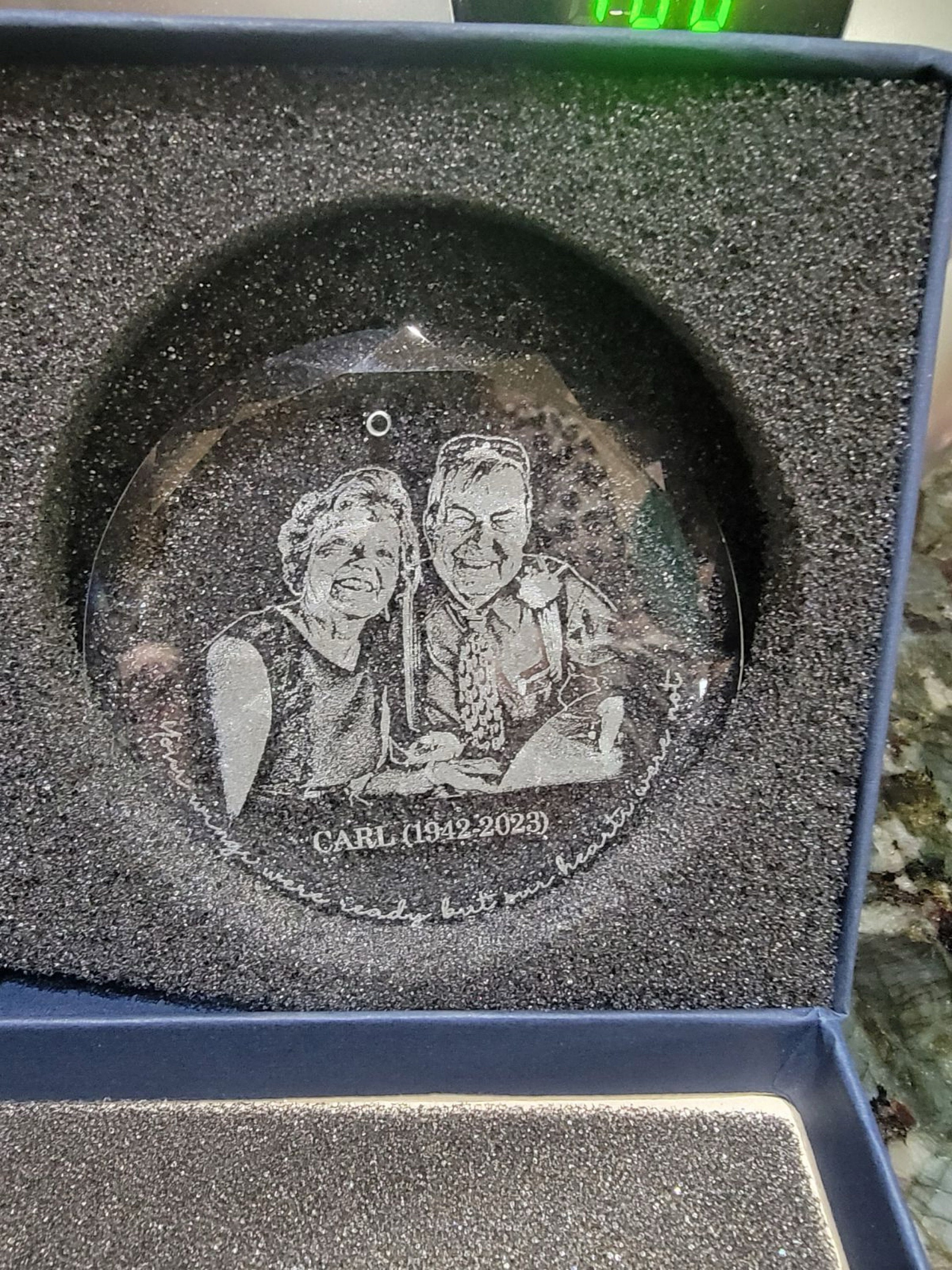 Personalized Memorial Crystal Ornament, Engraved Photo Christmas Ornament, Loss of Father Gift, Sympathy Gift, Remembrance Gift