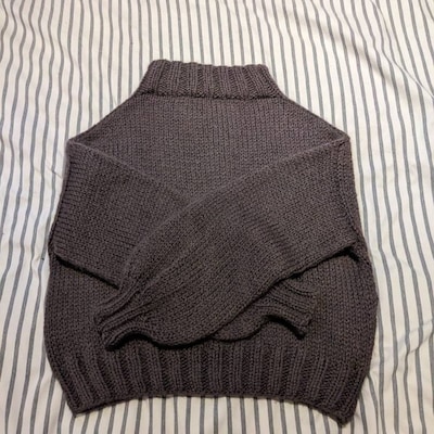 Knitting Pattern: Seamless Mock Neck Sweater, Boxy Cropped Fit, Chunky ...